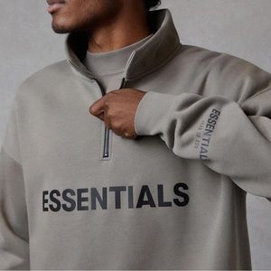 Essentials FEAR OF GOD Taupe Quarter Zip Sweater